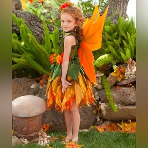 PRINCESS PARADISE Girls Size Small 6 Orange & Green Fairy Halloween Cost…
